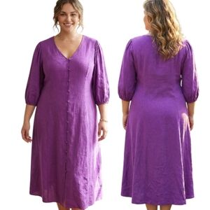 J. JILL Linen Blend Button-down Midi Dress - Size XL